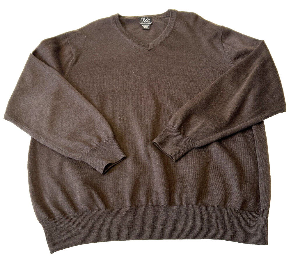 Jos A Bank Executive Collection Men's Merino Wool Sweater Size XL Brown V Neck